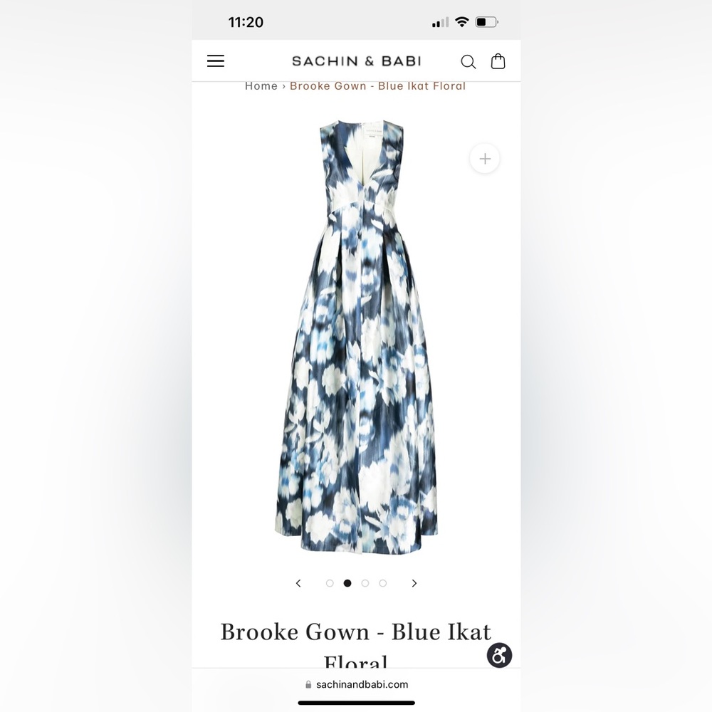 Sachin & Babi Brooke Gown Blue Ikat Floral NWT